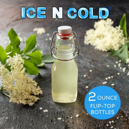 ICE N COLD Glass Swing Top Bottles | Flip Top Glass Bottles for Limoncello, Syrups, Oils, Vinegar, Extracts & Beverages | Airtight Reusable Glass Bottles (12-Pack, MINI (60ml | 2oz)) - color: 12-Pack, size: 2 Ounces