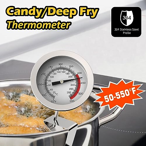 Candy Thermometer with Pot Clip & 8 Inch Probe Length - Best Oil Thermometer for Frying,Candy Thermometer for Candy Making,Tall pots,Candle,Candy Making,Deep Frying (1, 8) - size: 8