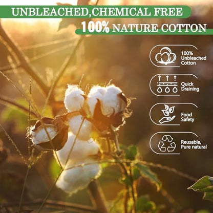 12 Pcs Organic Cheese Cloths 20x20 Inch, Reusable Grade 100 Cheesecloth for Straining,100% Unbleached Cotton Muslin Cheesecloth for Cheese Making, Cooking, Baking, Juicing