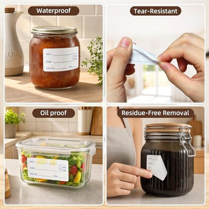 1400 Pcs Removable No-Residue Food Label Stickers, 1 x 2 Inch Date Stickers | Waterproof, Oil-Resistant, and Tear-Resistant Labels for Food Containers, Easy to Write On – Blue & Red