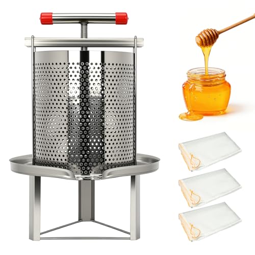 Honey Press Extractor Manual Mesh Honey Press Machine Household Honey Extractor Large Stainless Steel Bee Honey Presser Fruit Wine Press for Wine Honey Juice Olive Oil Making