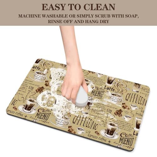 Absorbent Coffee Bar Mat for Espresso Machine & Coffee Maker - Rubber Backed Draining Pad for Countertop - color: Coffee-4