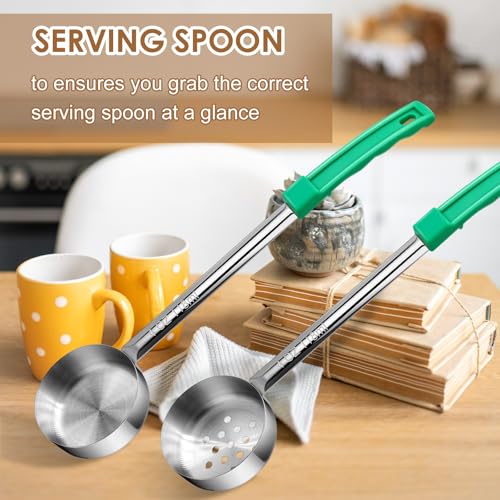 4 Ounce Stainless Steel Portion Control Ladle Spoon - 4Pcs Slotted and Unslotted Pizza Sauce Serving Spoons Portion Ladle for Sauces, Perfect for Weight Watchers, Buffets, Parties - style: Mixed Spoons