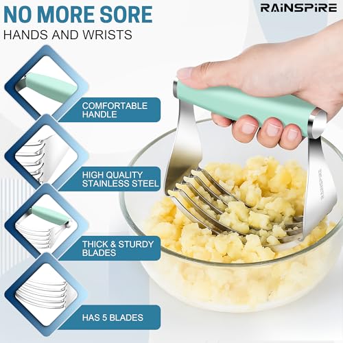 Rainspire XL Pastry Cutter For Baking, Heavy Duty Pastry Blender Stainless Steel, Thick Sharp Blades Dough Blender, Dough Cutter Butter Cutter Pastry for Easy Mixing, Dishwasher Safe (Mint Green) - color: Mint Green