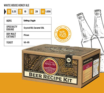 Craft a Brew - Beer Recipe Kit - White House Honey Ale - Home Brewing Ingredient Refill - Beer Making Supplies - Includes Hops, Yeast, Malts, Extracts - 5 Gallons - color: White House Honey Ale