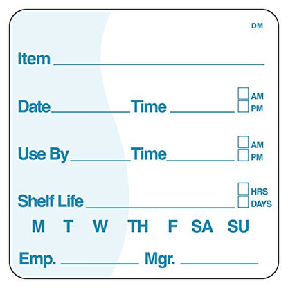 DayMark Safety Systems DissolveMark IT112437 Item/Date/Use-by Shelf-Life Label, 2" x 2", White, Roll of 250 - size: 2" x 2"
