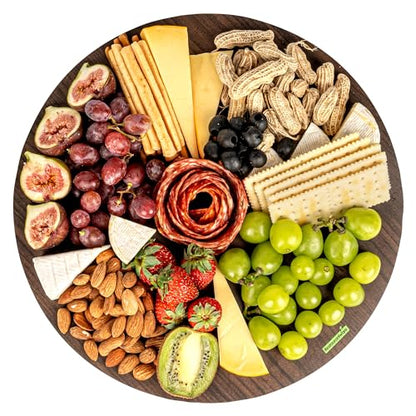 Restaurantware Cater Tek 13.8 Inch Charcuterie Boards 10 Faux Wood Cheese Boards - Round Stackable Dark Paper Cardboard Charcuterie Boards Disposable For Serving At Catered Events - color: Dark, size: 13 3/4"