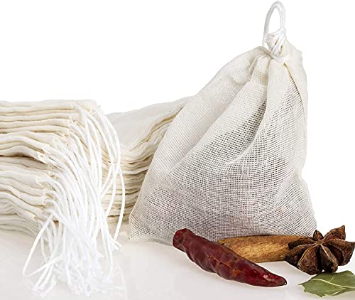 20 Pcs Natural Cotton Muslin Drawstring Bags, 6 x 4 Inches | Unbleached Cotton, Straining Herbs Cheesecloth, Coffee Tea Brew, Soup Gravy Broth Stew, Bone Broth & Spice Bags - size: 6 x 4 inches