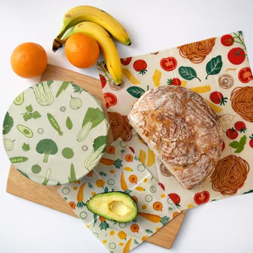 Truebee Reusable Beeswax Food Wraps 7-Pack Italia – Non Toxic, Plastic Free, Silicone Free, Sustainable, Environmentally Friendly, Organic Cotton Beeswax Wraps (S, M, L) - color: 7 Pack - Italia