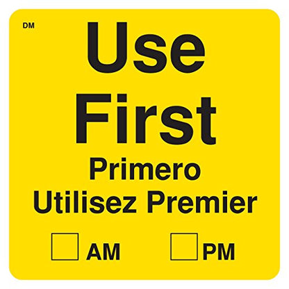 DayMark Safety Systems-IT112439 "USE FIRST" Dissolvable Label, 2" x 2" (Roll of 250) - Yellow - size: 2" x 2"