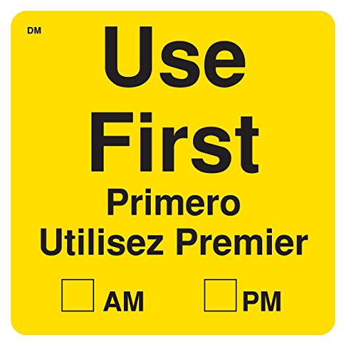 DayMark Safety Systems-IT112439 "USE FIRST" Dissolvable Label, 2" x 2" (Roll of 250) - Yellow - size: 2" x 2"