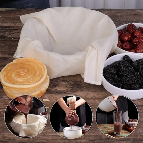 2Pcs Unbleached Cotton Cheesecloth – Reusable, Multi-Purpose Muslin for Straining, Juicing, Cheese Making, Crafts & Cooking (40x40cm) - color: Square 40cm