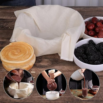 2Pcs Unbleached Cotton Cheesecloth – Reusable, Multi-Purpose Muslin for Straining, Juicing, Cheese Making, Crafts & Cooking (30x30cm) - color: Square 30cm