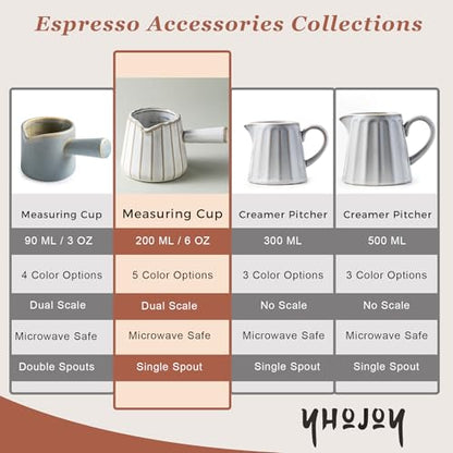 Ceramic Espresso Cups, Espresso Measuring Cup with Handle, Expresso Shots Cups with Scale, Espresso Accessories, 200ML /6 OZ, Cream White - color: B-Cream White