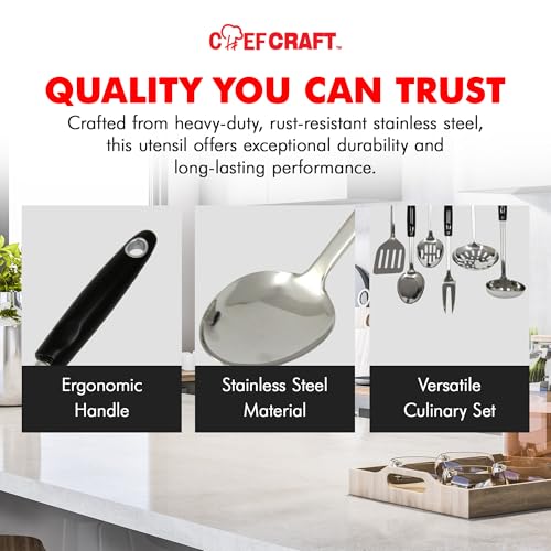 Chef Craft Select Heavy Duty Basting Spoon, 12 inch, Stainless Steel - size: 12 inch, style: Basting Spoon