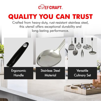 Chef Craft Select Heavy Duty Basting Spoon, 12 inch, Stainless Steel - size: 12 inch, style: Basting Spoon