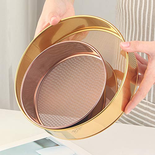 18/10 Stainless Steel Flour Sifter, Kitchen Fine 80 Mesh Strainers Sieve for Baking Cake Bread - color: Orange Red