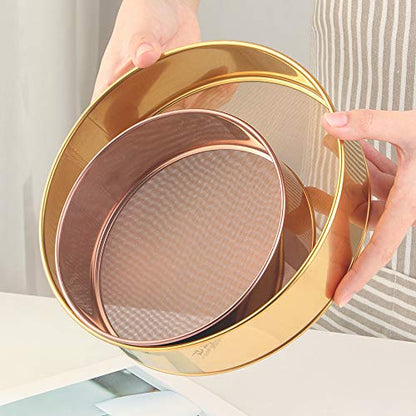 18/10 Stainless Steel Flour Sifter, Kitchen Fine 80 Mesh Strainers Sieve for Baking Cake Bread - color: Orange Red