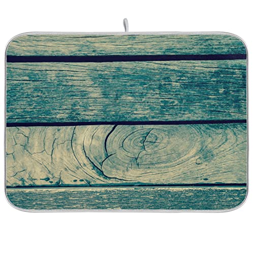 Super Absorbent Dish Drying Mat, Microfiber Fast-Drying Dish Mat, 16" x 18", Kitchen Dish Drying Pad, Vintage Retro Wooden Background - color: Vintage Retro Wooden Background, size: 16" x 18"