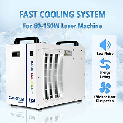 S&A Genuine CW-5202DH Industrial Water Chiller with 2 Inlets & Outlets for 80W - 150W CO2 Laser Engraving Cutting Water Cooling - size: CW-5202DH (US Stock)