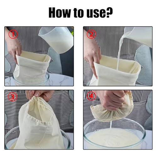 3 PCS Nut Milk Bag, 10" x 12" Cheese Cloths Bag for Straining, Natural Unbleached Cotton Cheesecloth Bags, Reusable Strainer Bags for Juice, Almond Milk, Yogurt, Coffee - size: 11.8"x9.8"