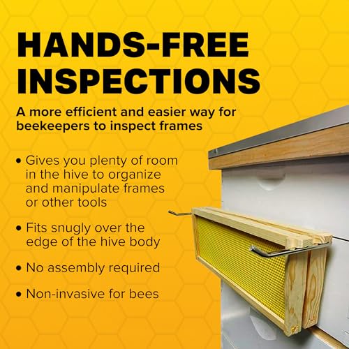Mann Lake Stainless Steel Beehive Frame Perch, 3 Full Frame Capacity, Beekeeping Frame Holder Tool for Honey Harvesting & Inspection, All Beekeeping Levels