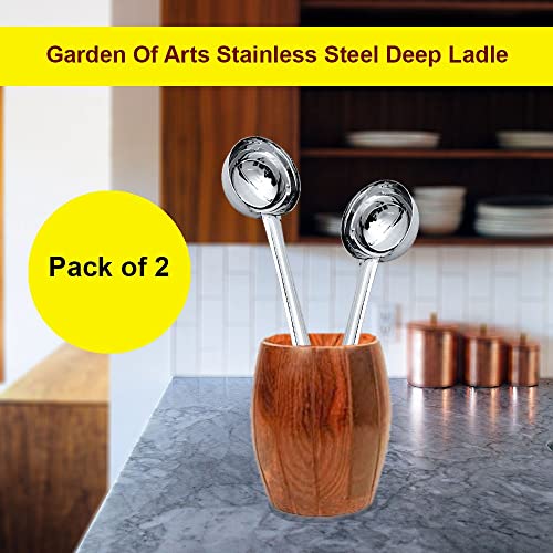 28cm Soup Ladle Stainless Steel (Pack of 2) - Deep Metal Ladle for Cooking & Serving - Heavy Duty Kitchen Ladel - Dishwasher Safe Stainless Steel Ladle for Soups & Stews - size: Deep Spoon