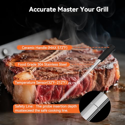 Newise Bluetooth Wireless Meat Thermometer with Smart APP, Long Range & Fast Charge, Digital Food Thermometer for Grill, Oven, Smoker, Perfect Father Day Gifts - style: 1 Probe
