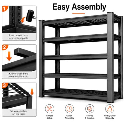 Garage Shelving Unit 72 W x 30 D x 72 H, 4 Tier Metal Storage Shelves, Upgraded Steel Structure, 2500 LBS Rack for Basement, Warehouse, Pantry - size: 72W x 30"D x 72H