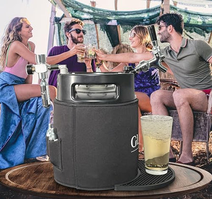 Gloria 7L (1.8 Gal) Mini Keg, Pressurized Keg for Drinks, with Tap System, Co2 Regulated, Stainless Steel - size: 7L Black