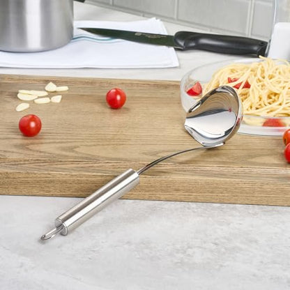 Restaurantware Stainless Steel Soup Ladle with Pour Spout - German Standard Gravy Ladle, Dishwasher Safe, Heat Resistant - Easy Pour Spout Ladle for Serving Soup, Sauce, Gravy - style: Pour Spout Ladle