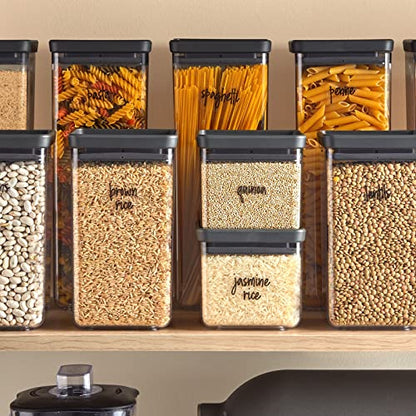 Talented Kitchen Pantry Labels for Containers - 375 PC Clear Vinyl Black Script - Peel & Stick Food Container Labels & Kitchen Pantry Organization Stickers - color: Black Text on Clear Backing