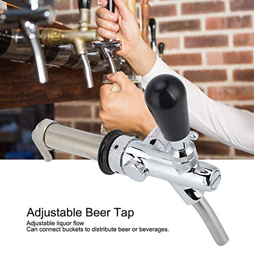 Beer Faucet Beer Tap Adjustable Draft Faucet G5/8in Thread Long Shank Keg Control Switch Stainless Steel Brass for Home Brewing Keg Party Restaurant Dispenser