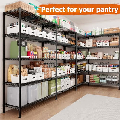 REIBII 1600LBS Heavy Duty Storage Shelves 5-Tier Extra-Wide Metal Shelving 69.8" W x 72.4" H Capacity Garage Shelving Unit Adjustable Wire Shelving for Kitchen Garage Pantry Basement - style: Black-15.8"Dx69.8"Wx72.4"H-5 Tier