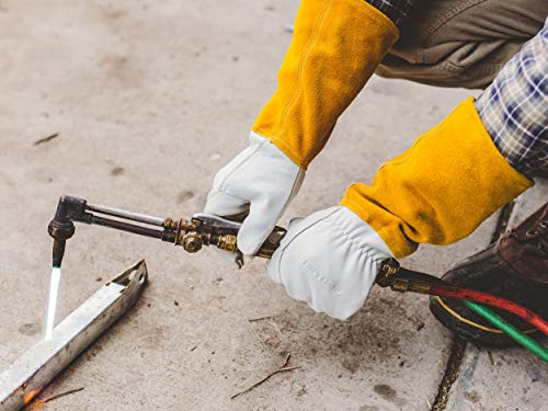 Suse's Kinder Welding Gloves Mig Tig Available in Sizes: XS, Small, Medium, Large, Xl, XXL, XXXL - color: Yellow White, size: Large