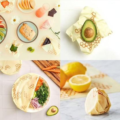 Bee's Wrap Beeswax Wraps for Food - 3 Pack of Assorted Beeswax Wraps - Small, Medium & Large Wrap - Plastic Free Made in USA Reusable Natural Food Wrap - Honeycomb Print - style: 3 Pack (Honeycomb)