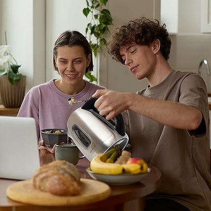 Mixpresso 1.7 Liter Stainless Steel Electric Kettle | Large, portable hot water tea kettle, fast boiling pot, boil-dry protection, auto shut-off, blue Illuminate LED light - color: Stainless Steel 1.7L