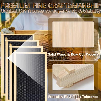 10 Pack Black Bee Hive Deep Frames Unassembled, Wooden Bee Frames with Plastic Beeswax Coated Foundations for Deep Brood Box - color: Black, size: 10 Pack