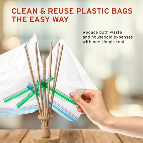 Plastic Bag and Bottle Dryer - Patented; Multi-Purpose Drying Rack Saves Money and the Planet. Folds for Easy Storage