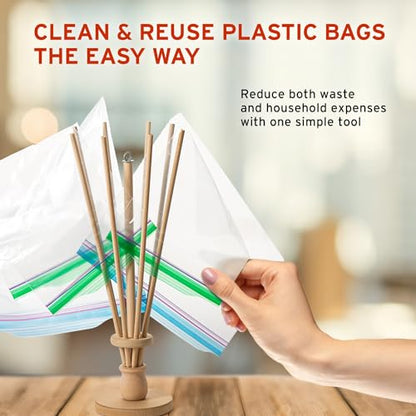 Plastic Bag and Bottle Dryer - Patented; Multi-Purpose Drying Rack Saves Money and the Planet. Folds for Easy Storage