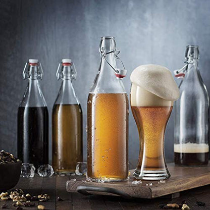 32 oz Clear Glass Bottles with Air Tight Lids,Easy Cap Bottle for Beer and Home Brewing,Glass Kombucha Bottles with Stoppers,Swing Top Bottle for Beverages 8 Pack - size: 32oz-8pack