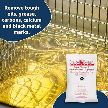 Stera Sheen Fryer Cleaner, 24 x 5.99 oz. Pkts, Stera Red Label Food Grade Fryer Cleaning Powder, Fryer Boil Out, Easy Use Portion Packets - size: 5.99 Ounce (Pack of 24)