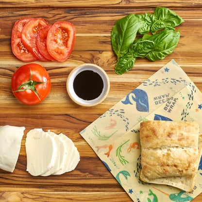 Bee's Wrap Beeswax Wraps for Food - 2 Pack of Assorted Beeswax Wraps - Snack Bag & Sandwich Wrap - Plastic Free Made in USA Reusable Natural Food Wrap - Under The Sea - style: Under The Sea