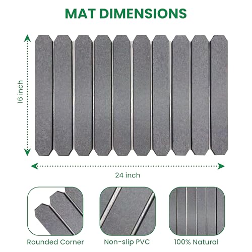 Large Stone Dish Drying Mat – Foldable Placemat Made with Diatomaceous Earth – Super Absorbent Drying Mat for Kitchen Counter – Modern Kitchen Essentials For Dishes, Bottles & More – 24"x16"