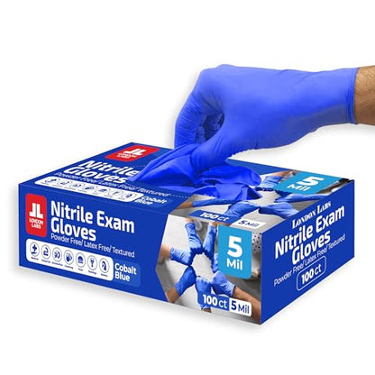 London Labs Cobalt Blue 5 Mil Nitrile Exam Gloves Disposable Latex Free | Medical Rubber Gloves for Doctors, EMT, First Aid Kit, Food Service & Cleaning | Pack of (100 CT) - size: X-Small, style: Cobalt Blue - 100 Count