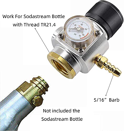 Mini Gas Regulator Soda Keg Regulator Tr21.4 Soda Keg Charger 0-90PSI for Soda Maker Sparkling Water Soda cylinders Soda Canister by PERA