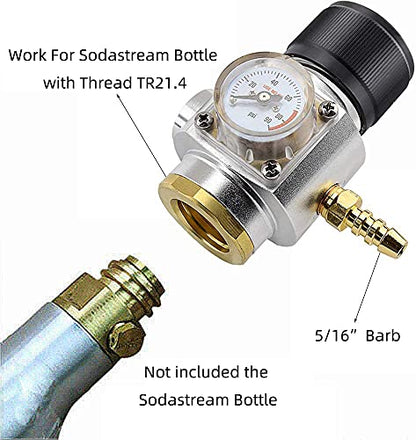 Mini Gas Regulator Soda Keg Regulator Tr21.4 Soda Keg Charger 0-90PSI for Soda Maker Sparkling Water Soda cylinders Soda Canister by PERA