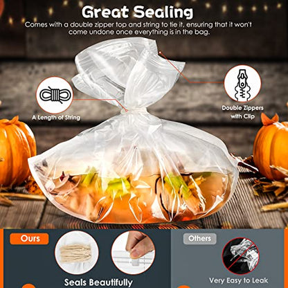 Brining Bags for Turkey, 3 Pack, 26"×22", Extra Large Turkey Brine Bag Holds up 35lb, Thickened Brining Bag with 3 Cotton Strings, Double Zip-lock Seal Brine Bags for Turkey, Chicken, Beef, Ham, Pork