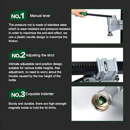 Manual Bottle Capper Tool - Stainless Steel Bench Capping Machine with Adjustment Levers & Anti-Slip Mat for 26mm Crown Caps, Ideal for Beer, Oil, Soda Drinks