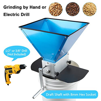 Grain Mill Pro with 3 Rollers 13LB Hopper and Steel Metal Base, Brewing for Grain Malt Barley, Malt Mill for Homebrew Beer, Grain Crusher Grinder, Fit Electric Drill - size: 3 Stainless Steel Rollers Pro with Metal Base
